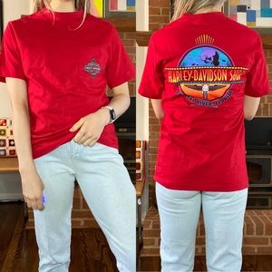 Vintage 2000 Y2K Harley-Davidson Pocket Tee Manatee Crystal River Florida